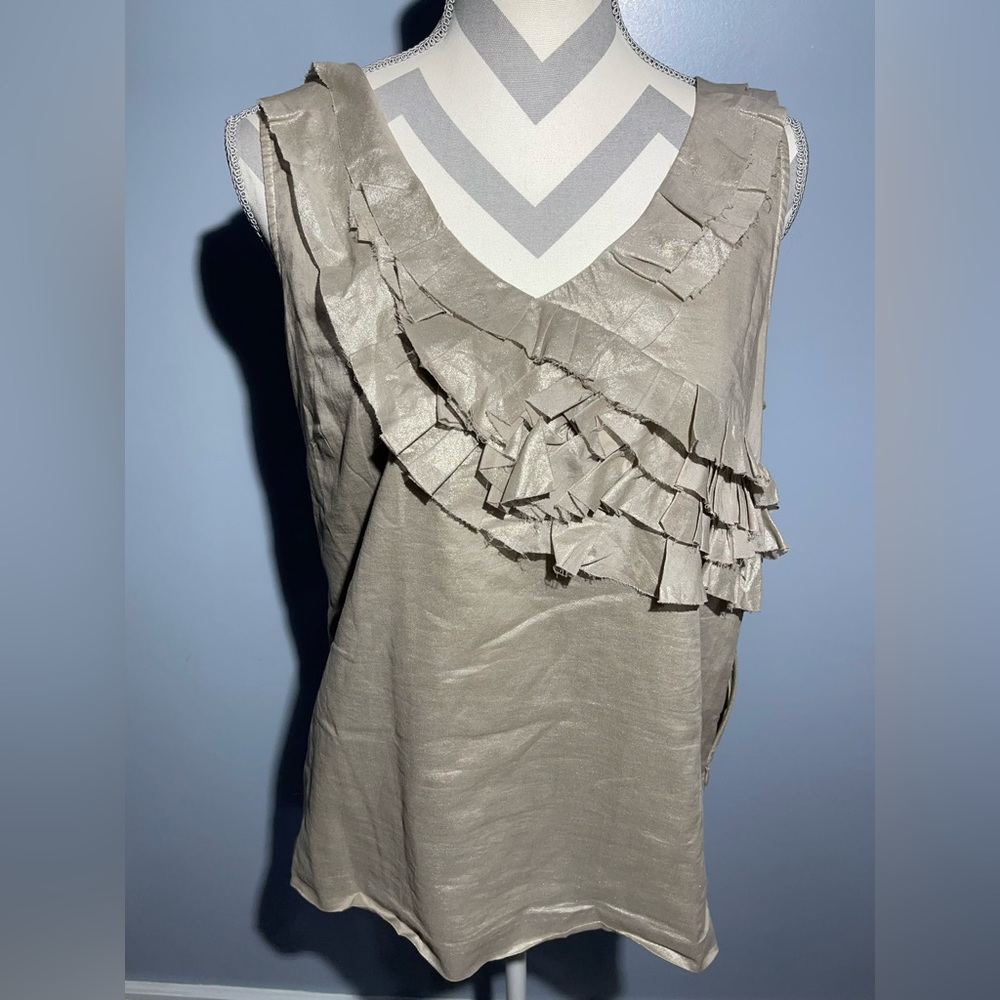 J. Crew Ruffled Taupe Blouse